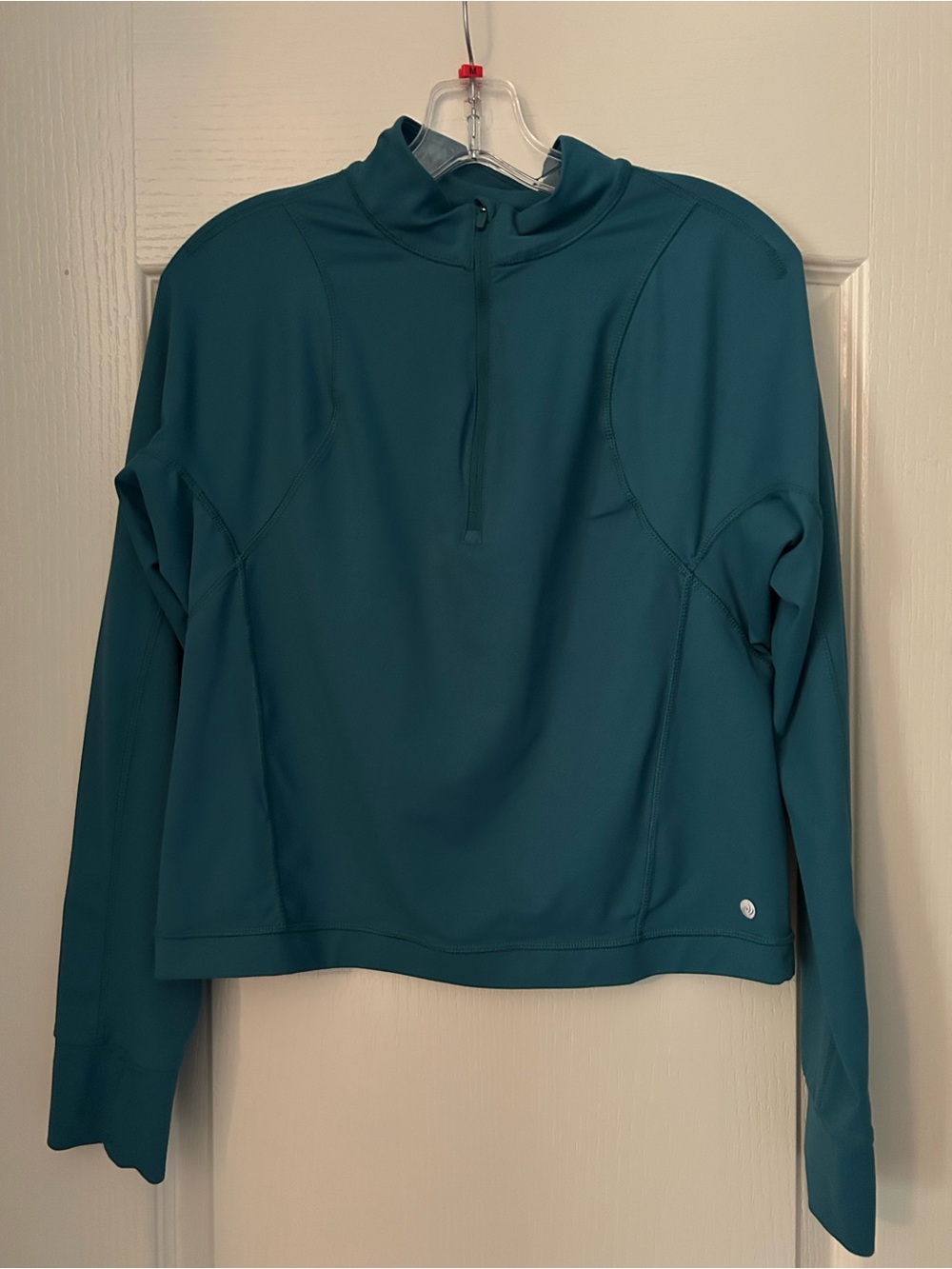 Apana long sleeved 1/4 zip athletic top, teal, L